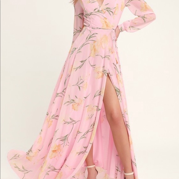lulus pink wrap dress